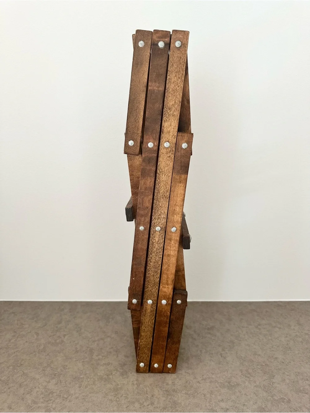 Vintage Wooden Accordian Style Foldable Towel or Large 8 Bottle Wine Rack 23“
